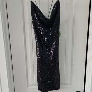 Windsor Black Strapless Sequin Dress